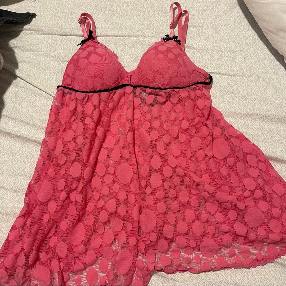 Pink pok a dot baby doll top
